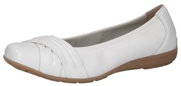 CAPRICE Damen Ballerinas aus Leder Bequem, Weiß (White Deer), 39 EU