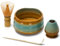 DiDiBirDi Ceramic Matcha Tea Set 4 Pcs, Japanese Matcha Bowl, Matcha Whisk (Chasen), Scoop (Chashaku),Whisk Holder (Blue Brown)