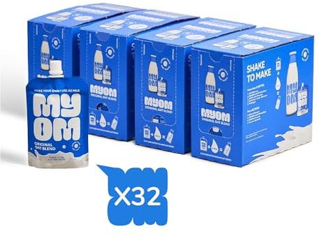 MYOM - Oat Drink -Makes 32 Litres- Vegan Plant Based Oat Drink with Vitamin D3, Vitamin B12 and Iodine - Low Sugar - Dairy Free Plant-Based Milk - 32 Pouches x 130g