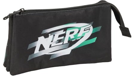 safta NERF Game Federmäppchen für Kinder, ideal für Kinder im Schulalter, bequem und vielseitig, Qualität und Widerstandsfähigkeit, 22 x 3 x 12 cm, Schwarz, M, Casual