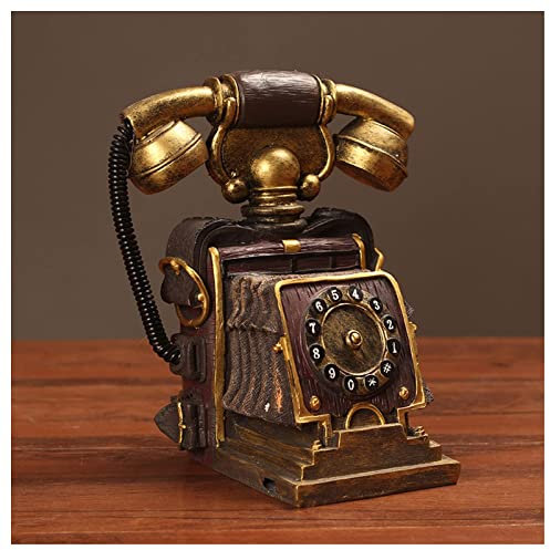 Antikes Telefon, Requisite, Retro, altmodisches Festnetztelefon, Heim-Schreibtisch-Dekor für Café-Bar, Festnetztelefon-Ornament (Gold b)