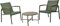 idooka 3-Piece Garden Furniture Set – Green Steel Bistro Patio Set with Marble-Effect Glass Table & 2 Weatherproof Chairs – Outdoor Dining Chairs with Wood effect Armrests for Garden, Deck, or Patio