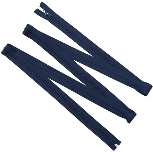 Aerzetix - Set di 3 Cerniere Lampo a Spirale n. 5 da 200 cm separabili con cursore | in Metallo, Nylon e Poliestere | Cucito, creazioni Fai da Te, Tessuti, Abbigliamento | Colore Blu Scuro