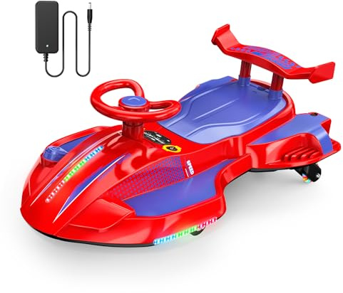 12V Electric Wiggle Car for Kids, Ride On Toy Gifts for Age 3+,Red-Blue