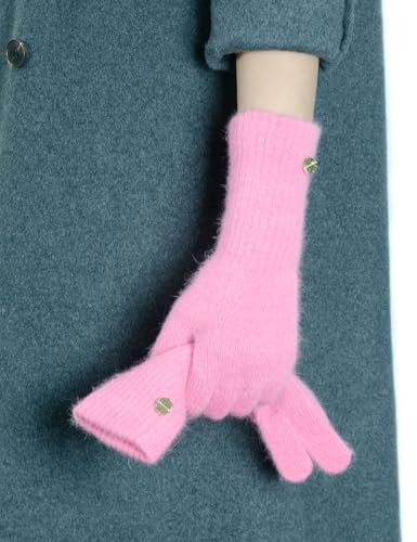 HARJJME Handschuhe Damen Winter 100% Merino Wollhandschuhe mit Touchfunktion Thermo Warme Fingerhandschuhe Handy Touch Lange Strickhandschuhe Weihnachten Geschenk für Frauen