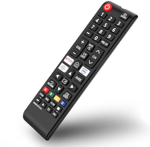 BN59-01315J Replacement for Samsung Smart TV Remote Control and Samsung LED LCD QLED 4K 8K UHD 3D HDTV HDR Curved Crystal Smart TV with Netflix, Prime Video, Samsung TV Plus Button Black