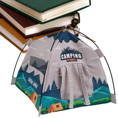 Mini Camping Tent – Fabric & ABS, 6.69x6.69x6.3in Doll House Tent Light-Up Design | Pretend Play Model Camping Accessory, Miniature Play for Scenes, Dioramas, Kids Playtime,
