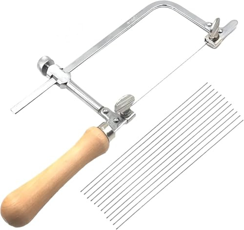 Juweliersäge Schmucksäge Metallsäge Bogensäge, Verstellbare Laubsäge mit 12 Laubsägeblätter, Präzise Schnitte Dekupiersäge Drahtsäge für Holz, Holzbearbeitung, Glas, Metall