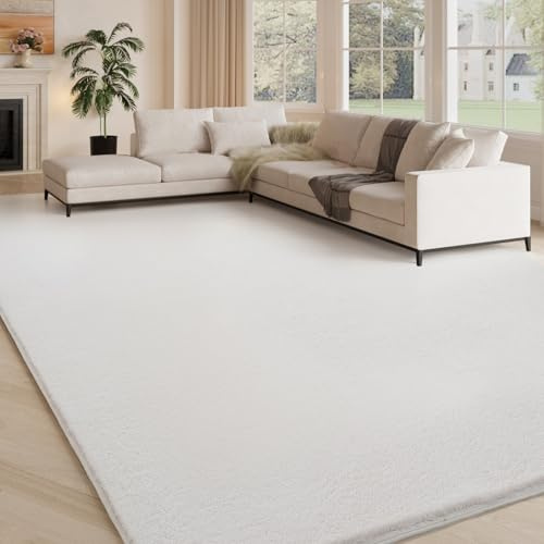 Yuanlne Teppich Wohnzimmer 160x230cm, Waschbarer Kinderzimmer Mädchen Junge Schlafzimmer Grau Carpet Gegend Kurzflor Flauschig Rutschmatte (Cremeweiß, 160x230)