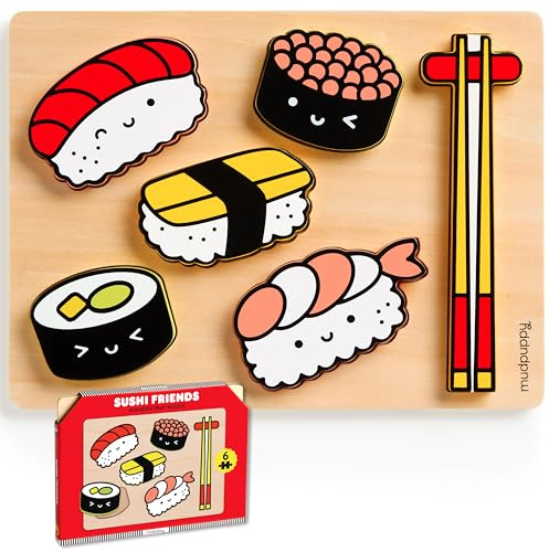 Mudpuppy Sushi Friends Wooden Tray Puzzle