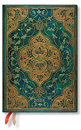 Paperblanks 12-Monatskalender 2024 Chroniken in Türkis | Verso | Midi (130 × 180 mm)