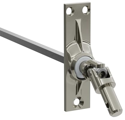 DIWARO.® | Rolladen Gelenklager G032, 45 Grad Umlenkung, Grundplatte 22 x 85 mm mit 3 Befestigungslöcher, Kurbelzapfen Anschluss 11,9 mm, Antrieb zum Rolladengetriebe 8 mm Vierkant