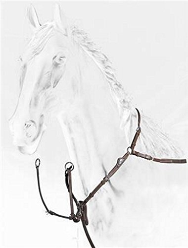 Equiline Vorderzeug Breastplate with Double Regulation Leder, braun, mit silbernem Emblem, Größe Pferd:Cob