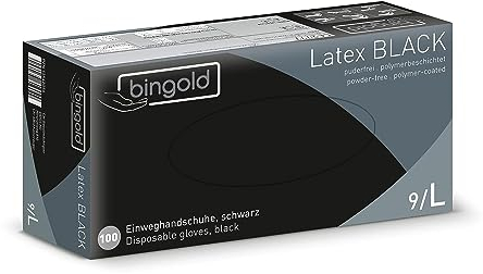 Einmalhandschuhe Latex Black puderfrei, Größe L, 100-er Pack