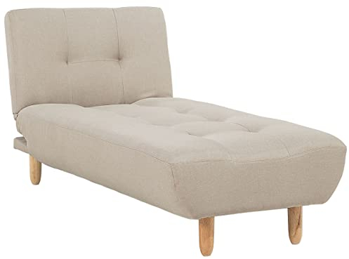 Beliani Chaiselounge Stoffbezug beige gesteppt verstellbare Lehne Retro-Stil Alsten