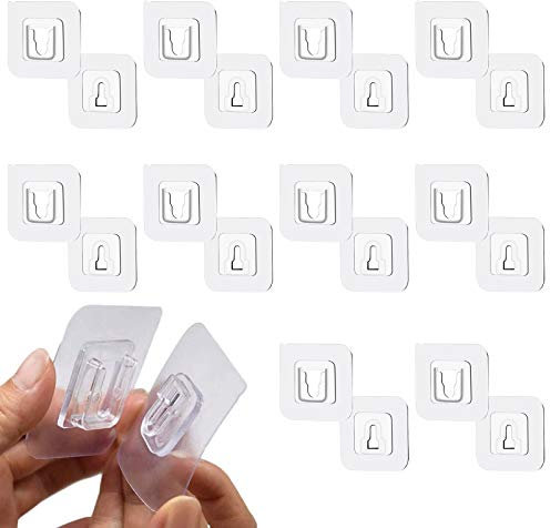 NO Beidseitig Klebende Wandhaken, Doppelseitige Klebehaken 10 Paare, Wandhaken Selbstklebend, Wiederverwendbarer Hochleistungs-Stick am Haken, für Wände, Badezimmer, Küche, Tür, Büro, 10 Paar