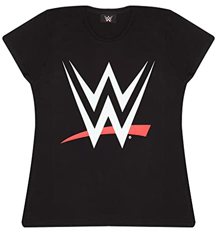 WWE Logo Tailliertes Damen-T-Shirt Schwarz XL | Wrestlemania, für Zuhause oder das Fitnessstudio, Geschenkidee für Frauen