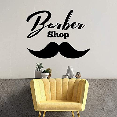 Barber Shop Logo Aufkleber Herren Barber Salon Wanddekoration Vinyl Fenster Poster Abnehmbare Retro Logo Aufkleber-42X32Cm