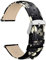 WOCCI 18mm Blumen Uhrenarmband für Damen, Echtes Leder, Schnellverschluss, Silberne Schnalle (Asche Blüht)