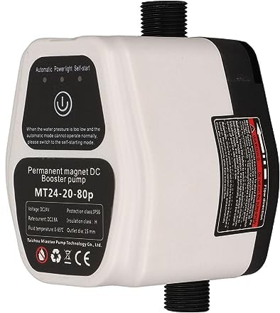 Asixxsix Automatische Wasserdruckerhöhungspumpe, 80Pa Automatische Druckerhöhungspumpe Dusche Booster Umwälzpumpe DC Wasserpumpe Druckschalter für Zuhause Badezimmer Küche Wäsche(EU)