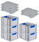 PROREGAL SuperSparSet 5x Eurobox NextGen Color mit Auflagedeckel & Schiebeschnappverschlüsse, HxBxT 22x30x40cm, 20L, Griffe blau geschlossen, Glatter Boden, Eurobehälter Transportbox Transportbehälter