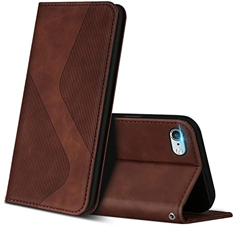 ZONNAVI Premium PU Leather Wallet Case for iPhone 6/6s with Card Slots & Viewing Stand, Shockproof Flip Cover (Brown)