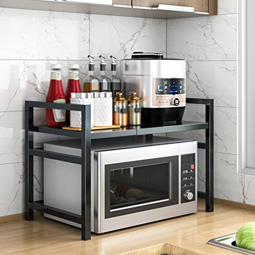 Soporte Extensible for Microondas Mueble Microondas Rejilla for Microondas Rack De Almacenamiento de Horno Estante for Horno De Sobre Encimera De Cocina, Estante De Encimera De Metal,negro Estante de