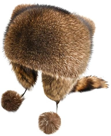 YJZQ Chapeau Souple Cache-Oreilles Chapka Forme Queue de Raton avec Pompom Hiver Casquette Unisexe pour Enfant (7-12ans) Joli Bonnet Brun Coupe-Vent en Peluche