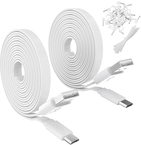 ANLINK 2 Pack 3M/10FT Flat Power Extension Cable for WyzeCam YI Camera NestCam Blink Cam Netvue Kasa Cam Cloud Camera Arlo Q Furbo Dog, USB to Micro USB Durable Charging and Data Sync Cord