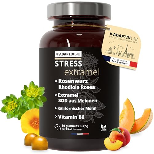 AdaptivLAB Extramel - Rhodiola Rosea Extrakt Gummies zur Entspannung, Rosenwurz Nahrungsergänzungsmittel Gegen Stress Müdigkeit & Angst