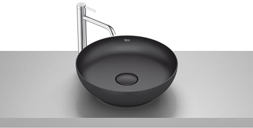 Roca A32787M080 Lavabo FINECERAMIC Sobre Encimera, Bol 425x425x130, Color Negro