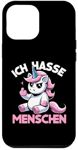 Ich Hasse Menschen Lustiges Einhorn Anti-Social Deutsch Spruch Hülle für iPhone 12 Pro Max