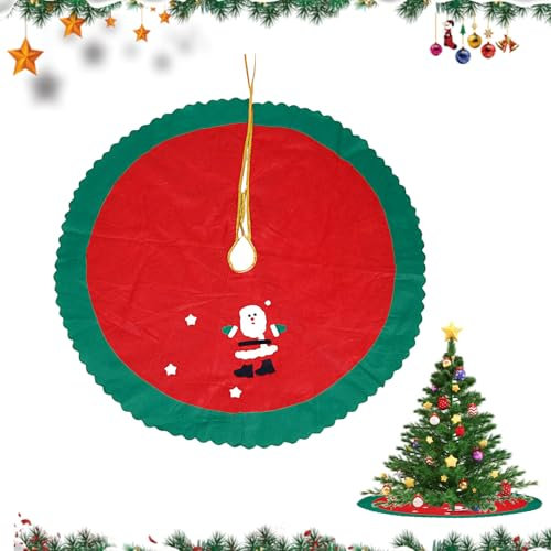 FOSDICK Red Christmas Tree Skirt, 90cm Large Xmas Tree Skirt, Xmas Tree Mat, Xmas Tree Skirts, Xmas Tree Base Cover, Christmas Tree Matsm, Christmas Tree Bottom for New Year Holiday Decoration