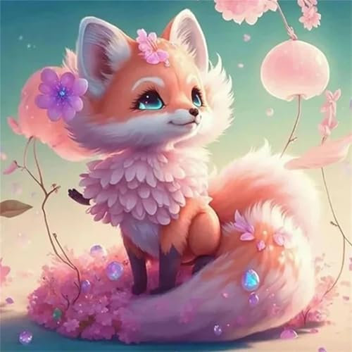 Lehaha Diamond Painting Stitch,5d Broderie Diamant Painting Kit Complet,Peinture Diamant Artisanat Strass Point De Croix Painting Pour Adultes,Enfants,renard(30x30cm)