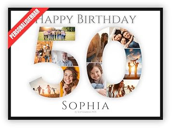 dockyardos® Foto Collage zum 50. Geburtstag | Kreativ verschenken für Mädchen und Junge | Beste Freundin | Bester Freund | Geschenkidee | Geschenk für Frau und Mann