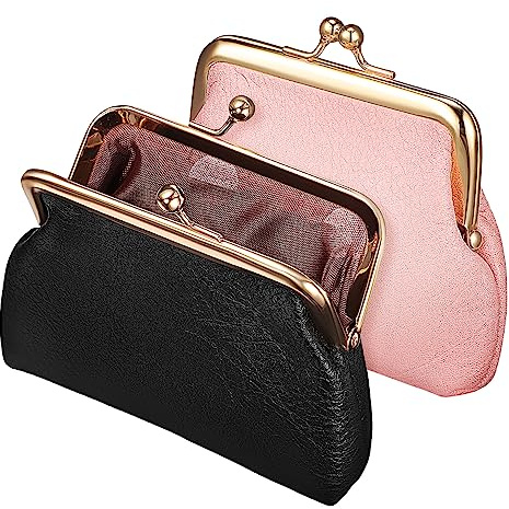 Healvian Porte-monnaie pour Femmes en Cuir Pu Résistant, Mini Portefeuille Portable 2 Pièces avec Fermoir, pour Voyage et Usage Quotidien