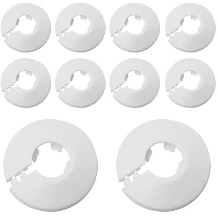 Lot de 10 cache-tuyaux de radiateur blancs à clipser pour garniture de tuyau de 20 mm de diamètre - Colliers de tuyaux en plastique pour chauffage et tuyaux d'eau