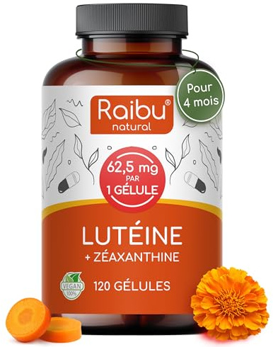 Luteina con Zeaxantina Ojos - 50 mg Luteína con 12.5 mg Zeaxantina - 4 Meses de Tratamiento - Vitaminas para la Vista con Vitamina A & B2 - Sin OGM, Vegano, Sin Gluten - 120 Cápsulas