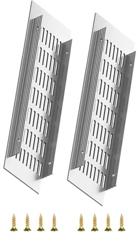 Lüftungsgitter Tür, 2 Stück Aluminium Lüftungsgitter,Türlüftungsgitter und Belüftungsgitter für Schuhschrank und Küche, mit 30x8 cm Außenmaß