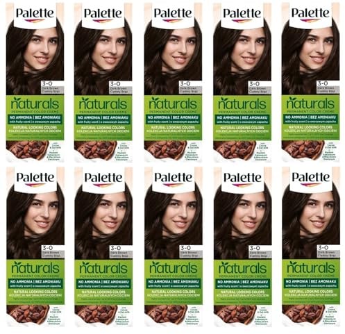 (Pack de 10) Palette Permanent Naturals Color Cream 3-0 (800) Dark Brown Hair Color – Caja completa – con hoja de instrucciones en inglés