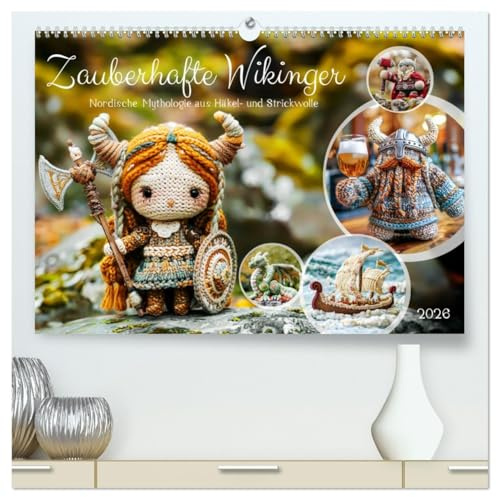 Zauberhafte Wikinger - Nordische Mythologie aus Häkel- und Strickwolle (hochwertiger Premium Wandkalender 2026 DIN A2 quer), Kunstdruck in Hochglanz: ... gehäkelt und gestrickt (CALVENDO Hobbys)