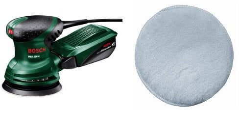 Bosch PEX 220 A Random Orbit Sander with Bosch Lambswool Bonnet