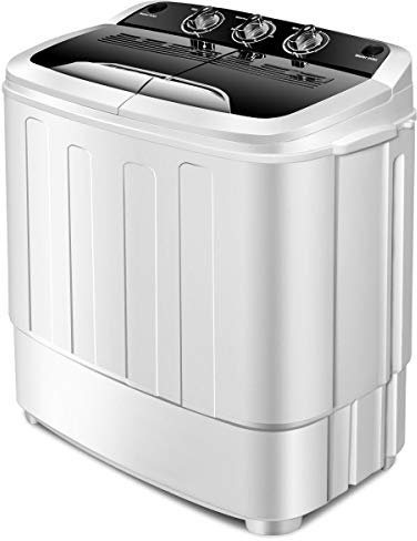 Giantex Compact 13 Lbs Mini double machine à laver et sèche-linge 23 L 14 W 27 H Blanc / noir