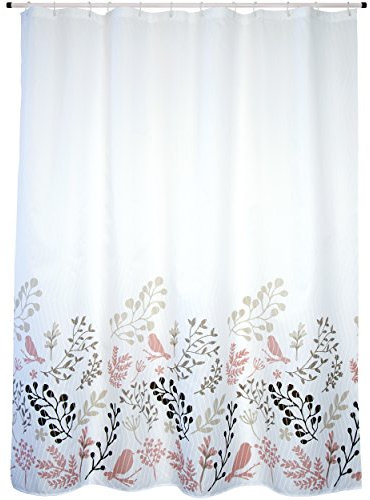 MSV Duschvorhang Premium Vögel aus Polyester 180x200cm in beige, 30 x 20 x 15 cm