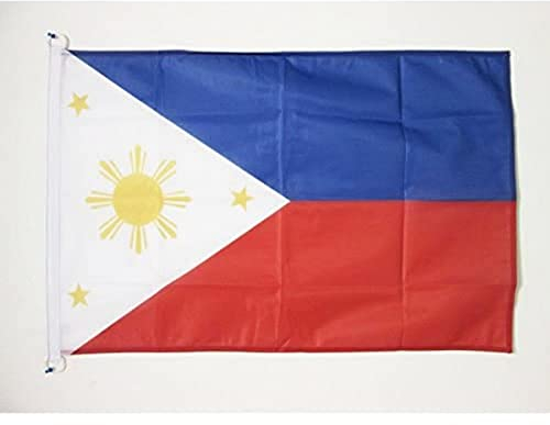 AZ FLAG - Drapeau Philippines - 45x30 cm - Pavillon Nautique Philippin Spécial Bateau Et Extérieur En Maille Bloquée Avec Anneaux Plastiques Intégrés - 30g