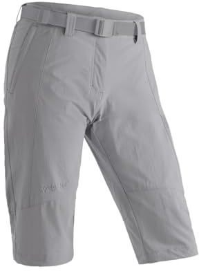 Maier Sports Kluane, Kurze Damen Wanderhose, Wasserabweisende Outdoorhose für Trekking und Hiking, PFC-frei, mSTRETCH pro 4 & Dryprotec, Grau, 48 (W40/L32)