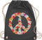 Shirtracer Turnbeutel Rucksack - Sprüche Statement - Peace Flower Power Hippie Peace Zeichen I Friedenszeichen I 90er I 70er - Unisize - Dunkelgrau - festival turnsack mit aufschrift 90s beutel