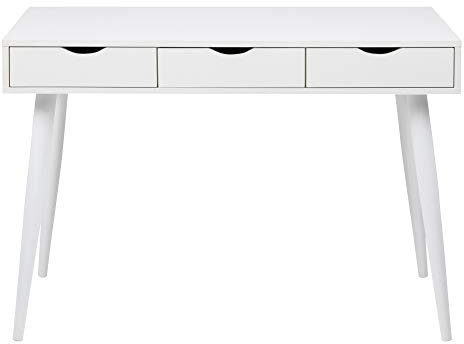 cagü Schreibtisch VIBORG Weiß 3 Schublade 110cm im skandinavischen Design