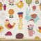 ABAKUHAUS Vistoso Tela por Metro, Infantiles Animales Del Arbolado, Satén para Textiles del Hogar y Manualidades, 1M (148x100cm), Multicolor