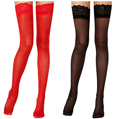 Lidogirl Thigh High Stocking Lace Top Stay Up Sheer Stockings Silk Hosiery Nylons
